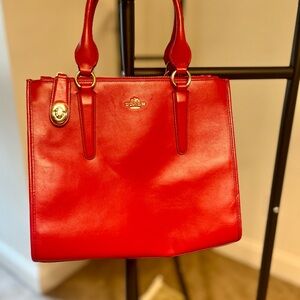 Coach Vibrant Red Leather Tote